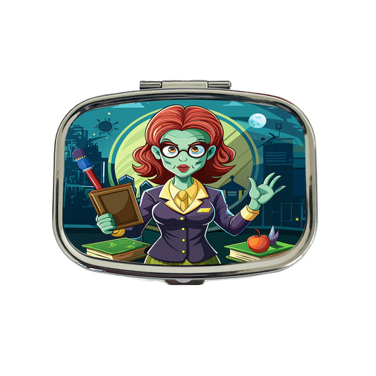 Teacher Zombie Woman Female Funny Travel Pill Box Case