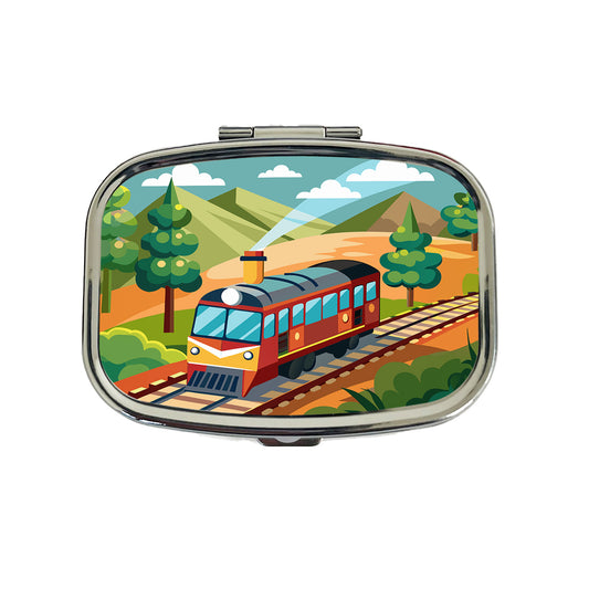 Train on Track Travel Pill Box Case