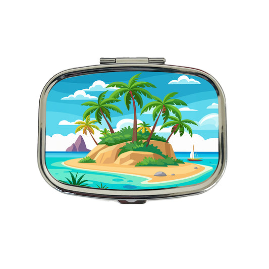 Tropical Island Beach Palm Trees Vacation Travel Travel Pill Box Case