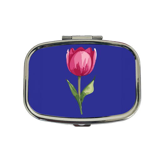 Tulip Flower Pink Watercolor Travel Pill Box Case