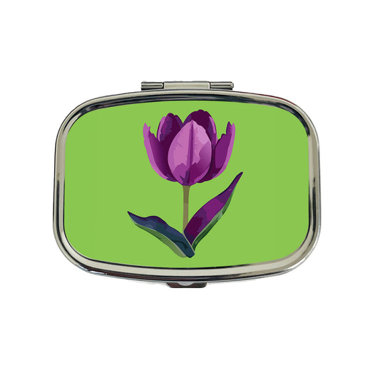 Tulip Flower Purple Watercolor Travel Pill Box Case