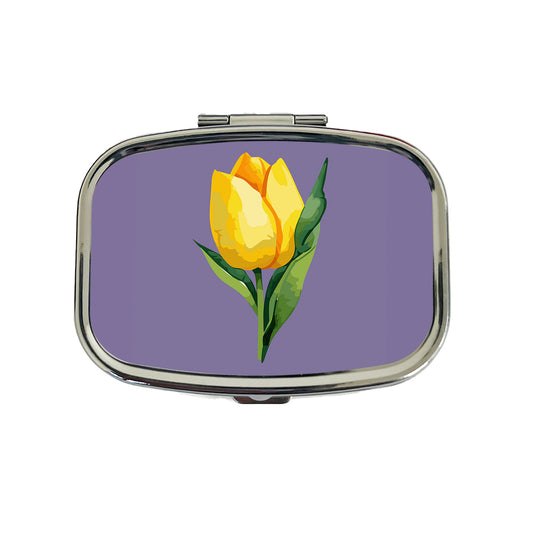 Tulip Flower Yellow Watercolor Travel Pill Box Case
