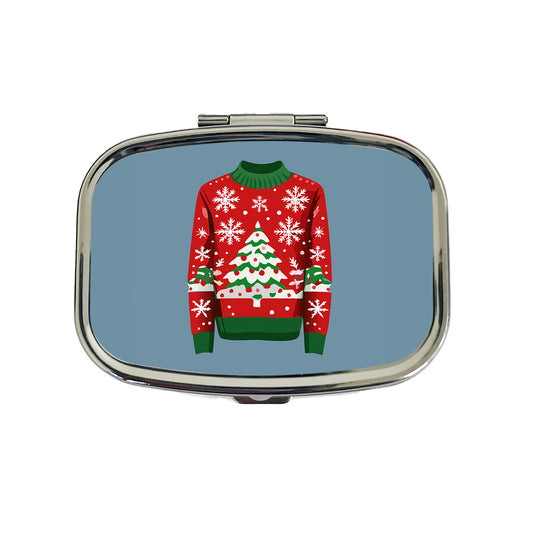 Ugly Christmas Sweater Tree Travel Pill Box Case