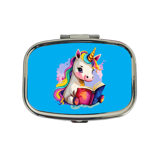 Unicorn Reading Book Reader Travel Pill Box Case
