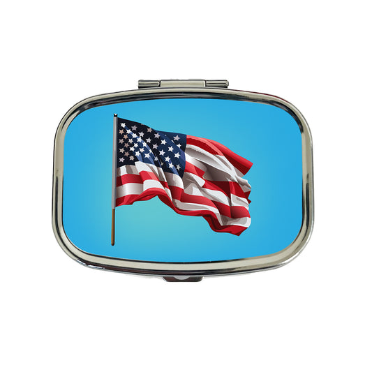 USA Flag American Waving Travel Pill Box Case