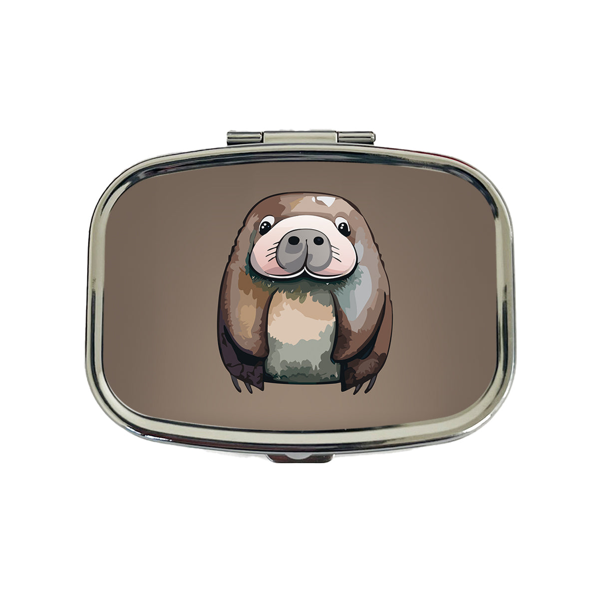 Walrus Cute Watercolor Travel Pill Box Case