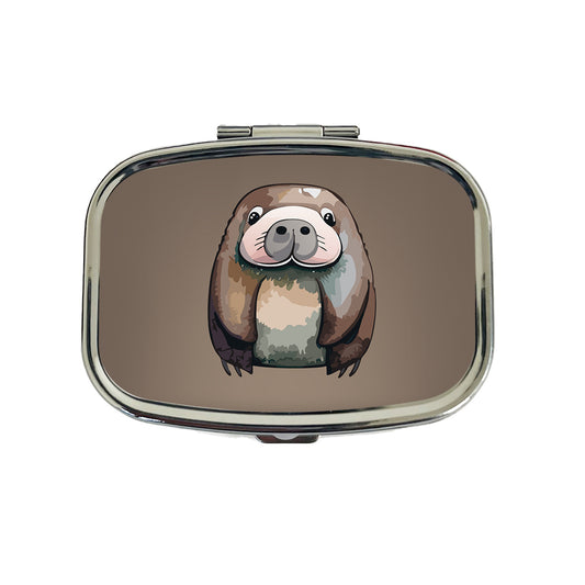 Walrus Cute Watercolor Travel Pill Box Case