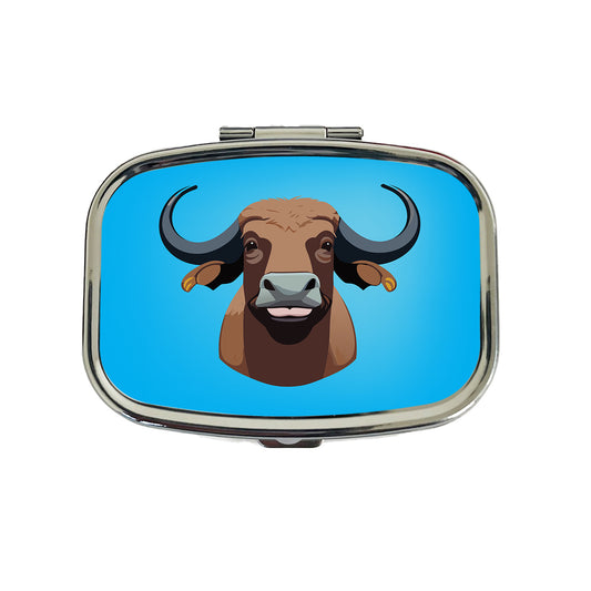Water Buffalo Smiling Travel Pill Box Case