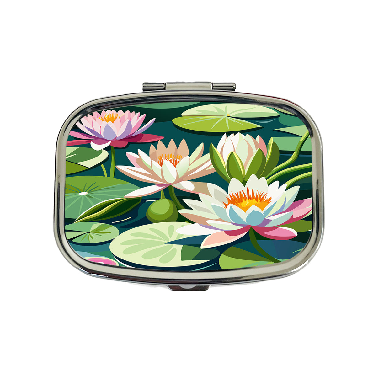Water Lilies Lily Pond Travel Pill Box Case