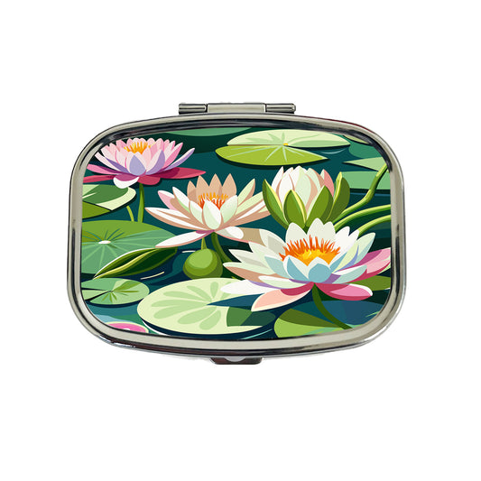 Water Lilies Lily Pond Travel Pill Box Case