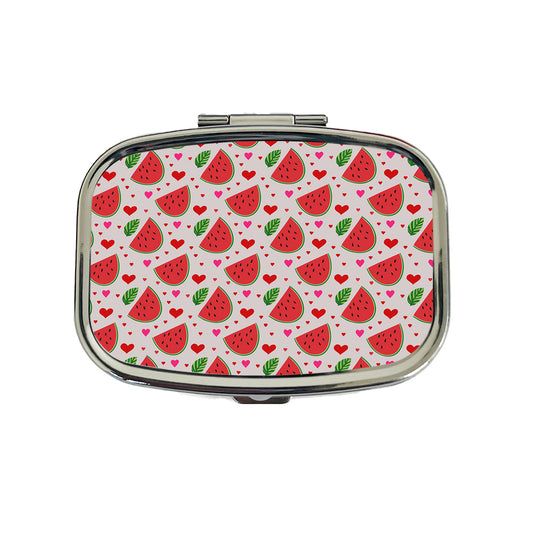 Watermelon Hearts Pattern Travel Pill Box Case