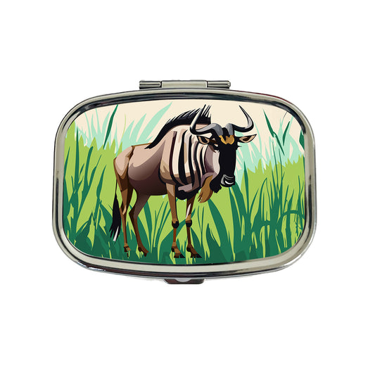 Wildebeest Africa Animal Travel Pill Box Case