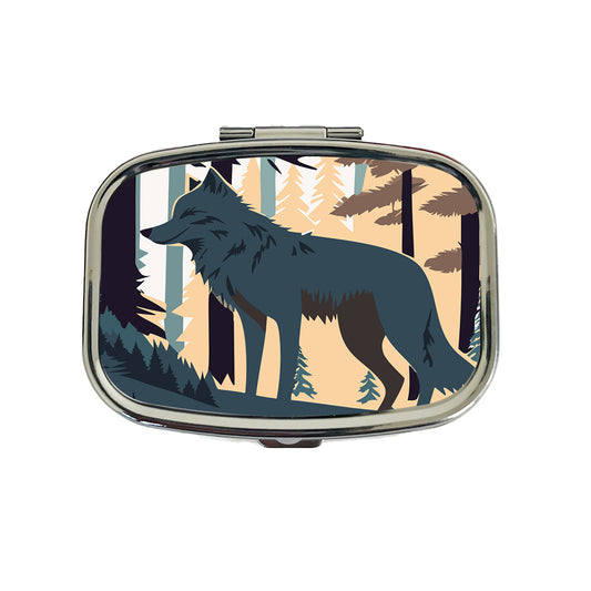 Wolf Gray in Forest Travel Pill Box Case