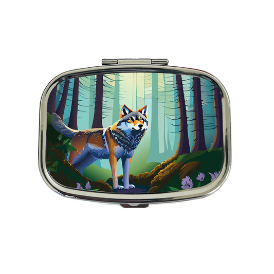 Wolf in Forest Woodland Wilderness Travel Pill Box Case