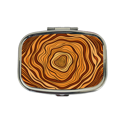 Wood Grain Tree Pattern Travel Pill Box Case