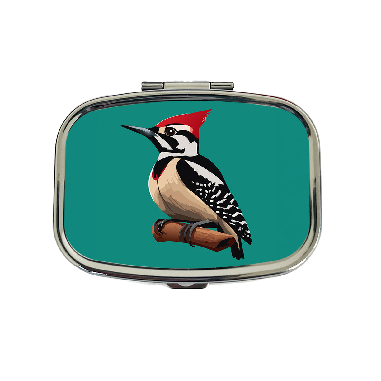 Woodpecker Bird on Branch Travel Pill Box Case