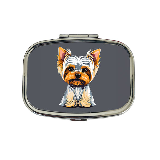 Yorkshire Terrier Dog Sitting Travel Pill Box Case