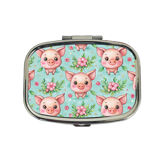 Adorable Pig Faces Watercolor Travel Pill Box Case