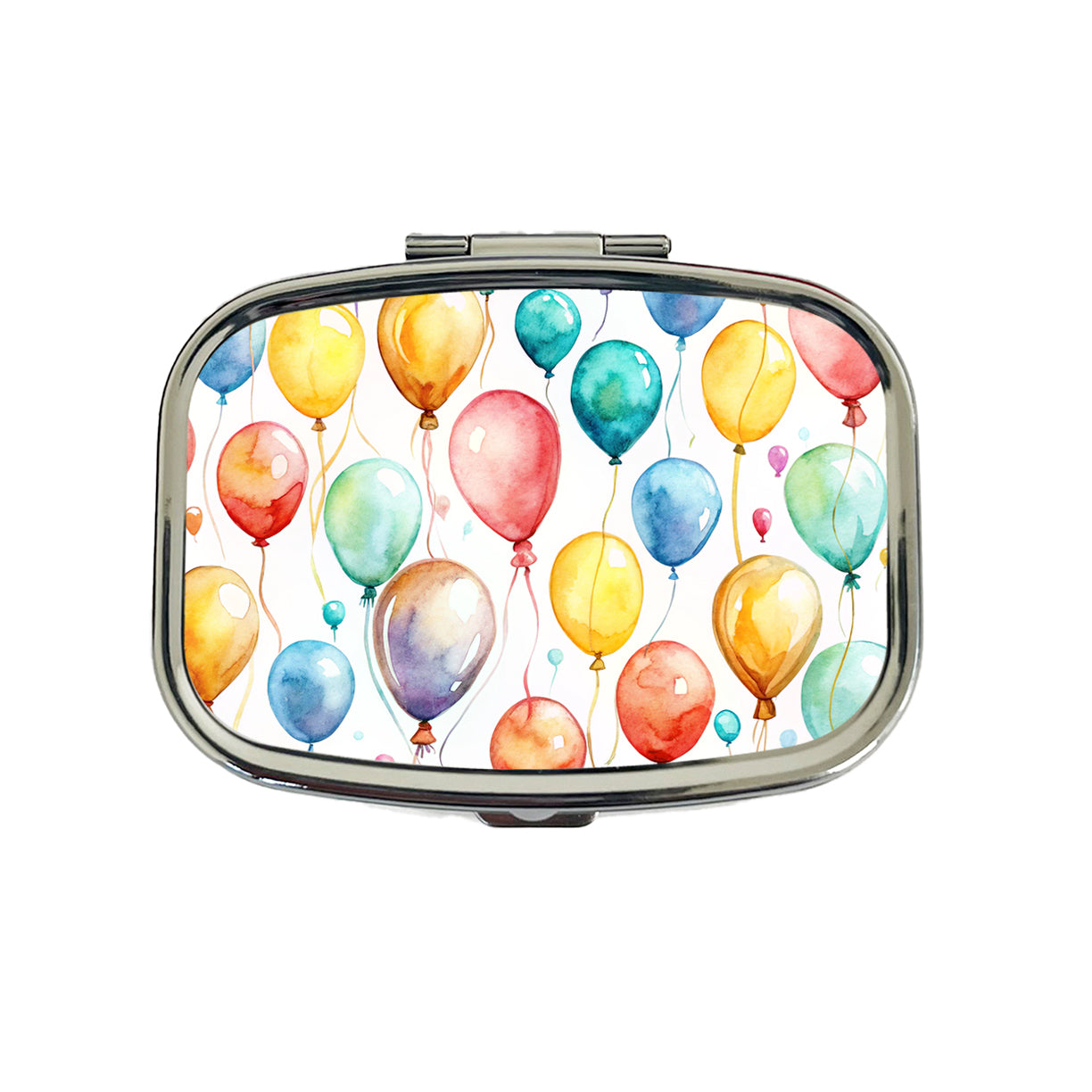 Balloons Colorful Watercolor Birthday Travel Pill Box Case