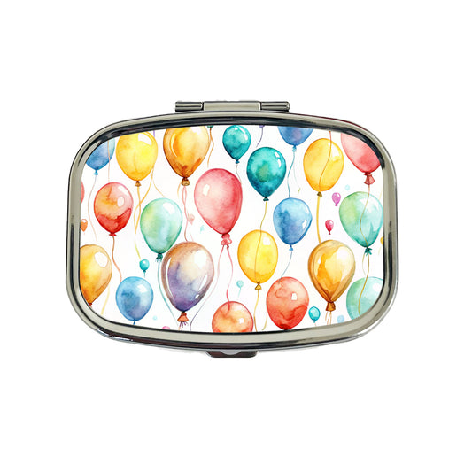 Balloons Colorful Watercolor Birthday Travel Pill Box Case