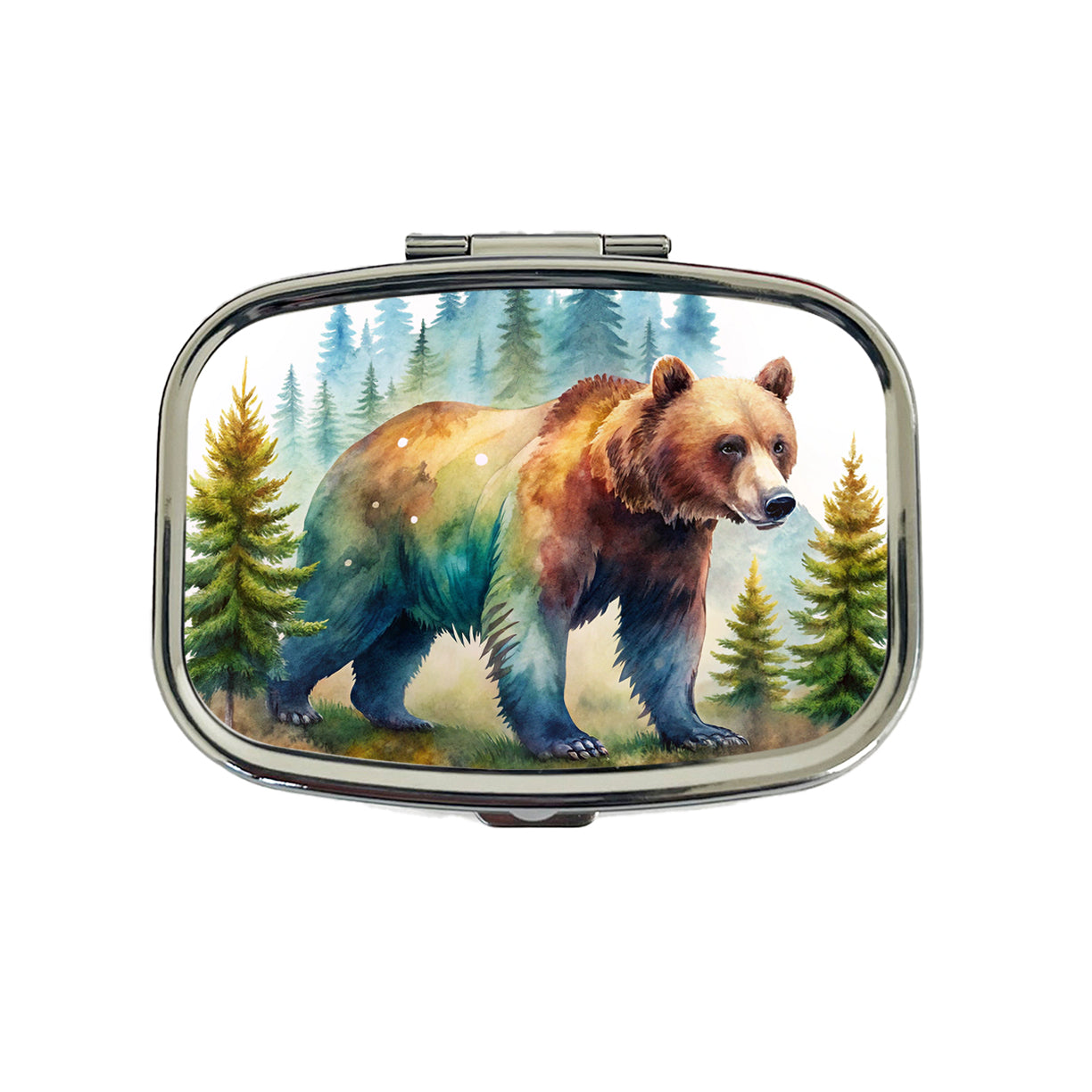 Bear In Forest Watercolor Design Travel Pill Box Case