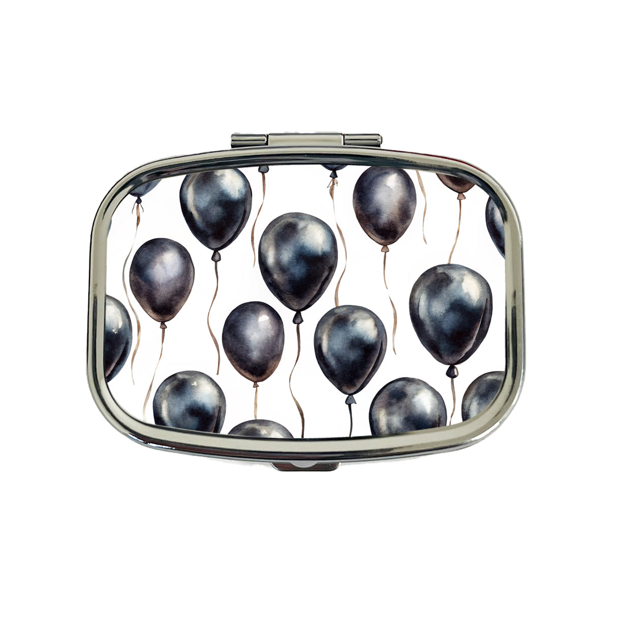 Black Balloons Watercolor Travel Pill Box Case