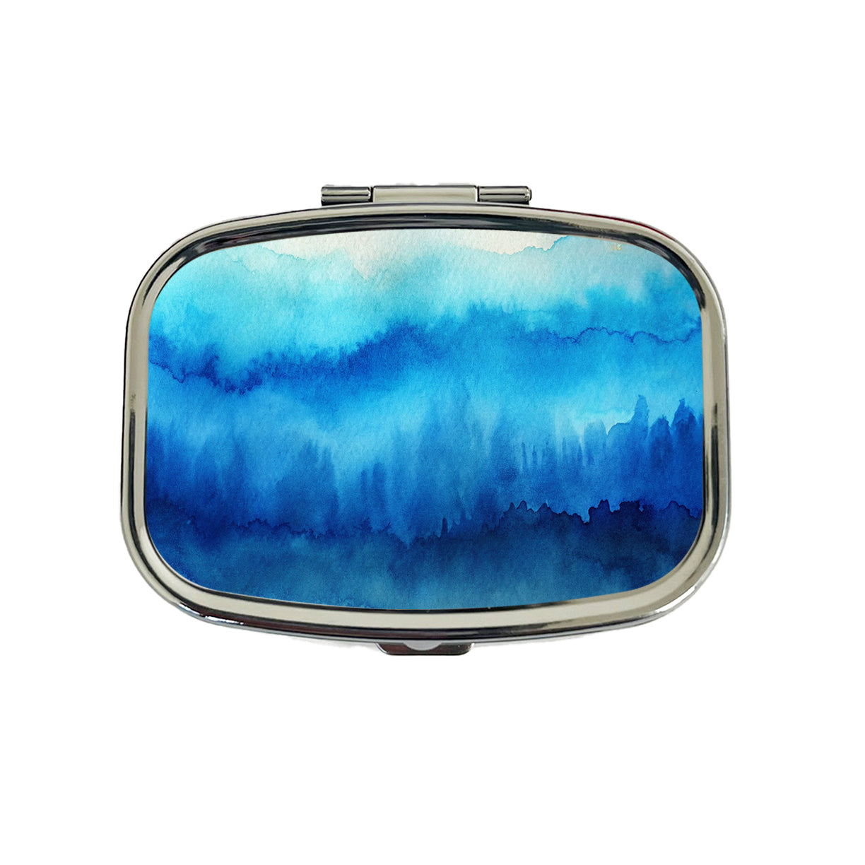 Blue Ombre Forest Watercolor Travel Pill Box Case