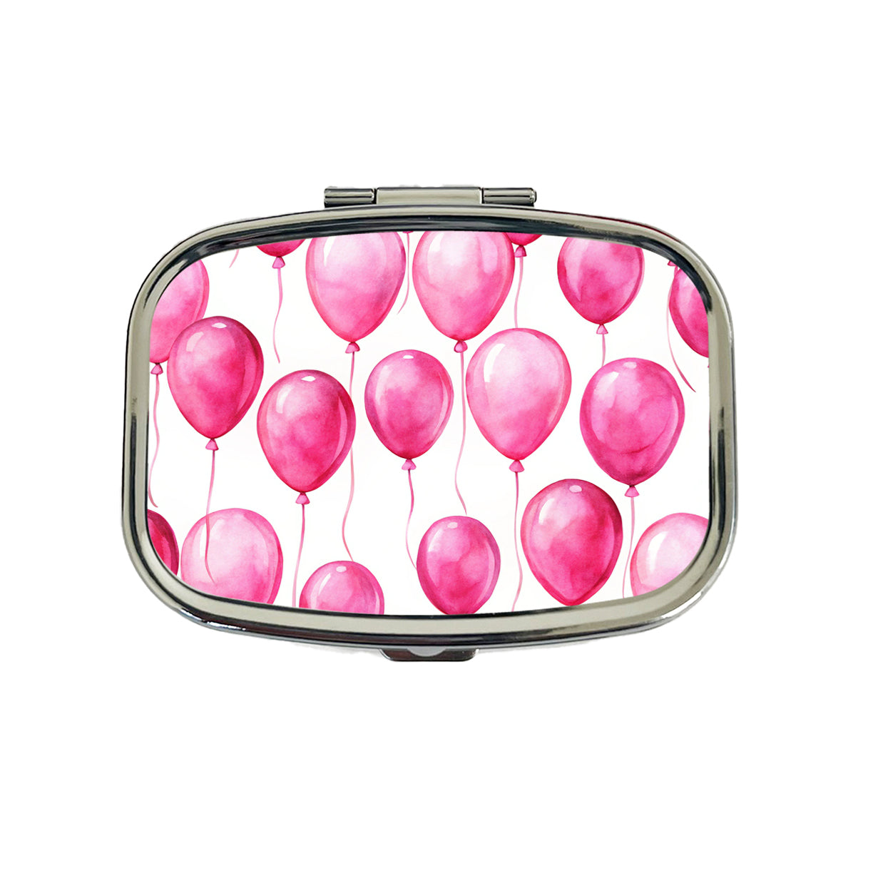 Bright Pink Balloons Watercolor Birthday Travel Pill Box Case