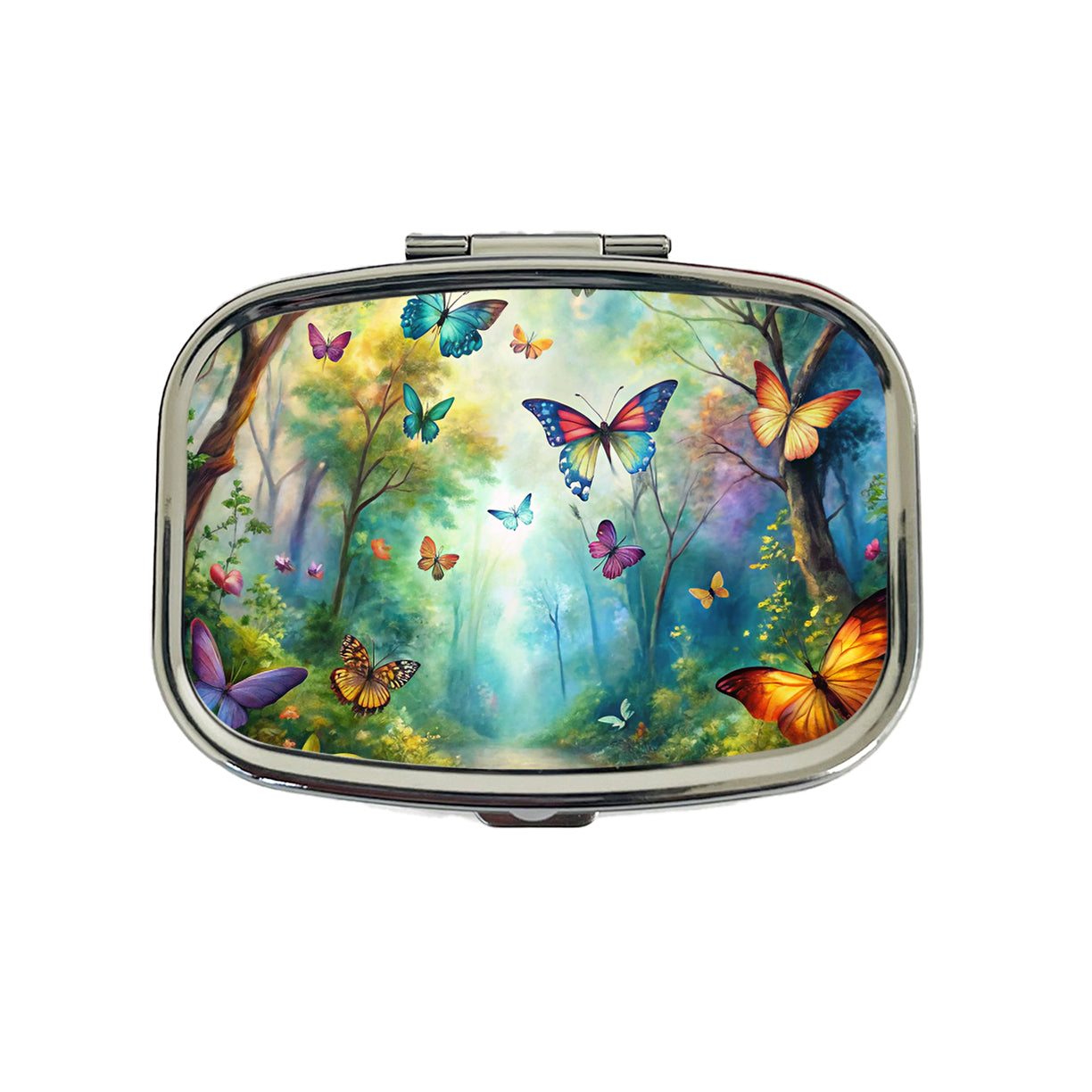 Butterflies Forest Fantasy Watercolor Design Travel Pill Box Case
