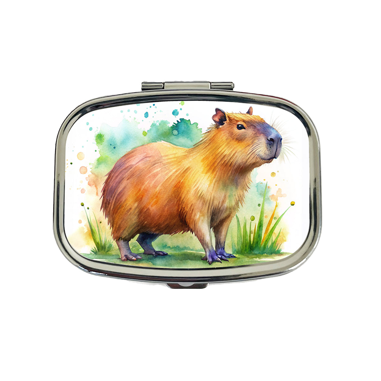 Capybara Watercolor Travel Pill Box Case