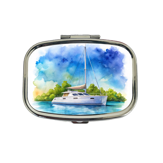 Catamaran At Sea Watercolor Design Travel Pill Box Case