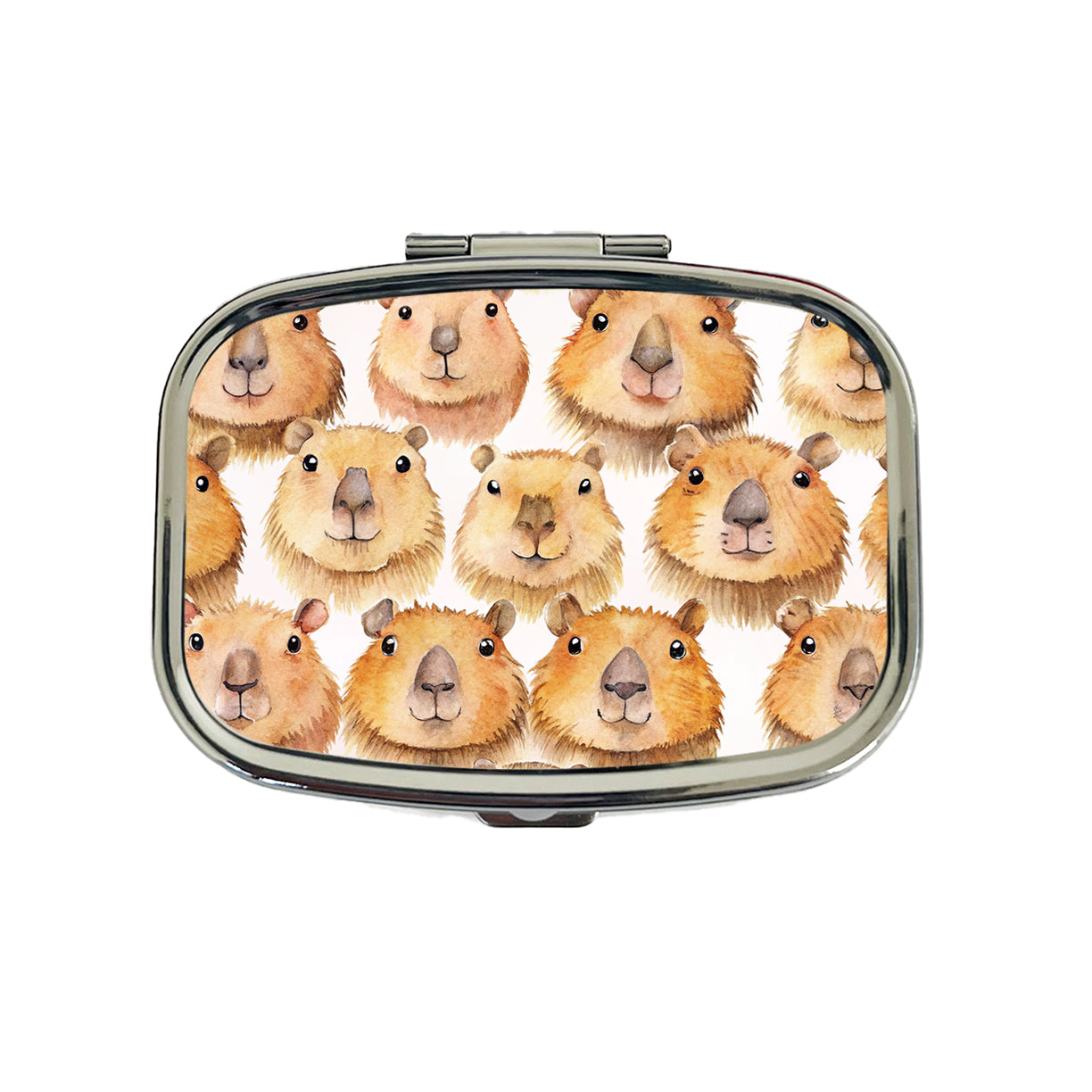 Cute Capybara Faces Watercolor Travel Pill Box Case