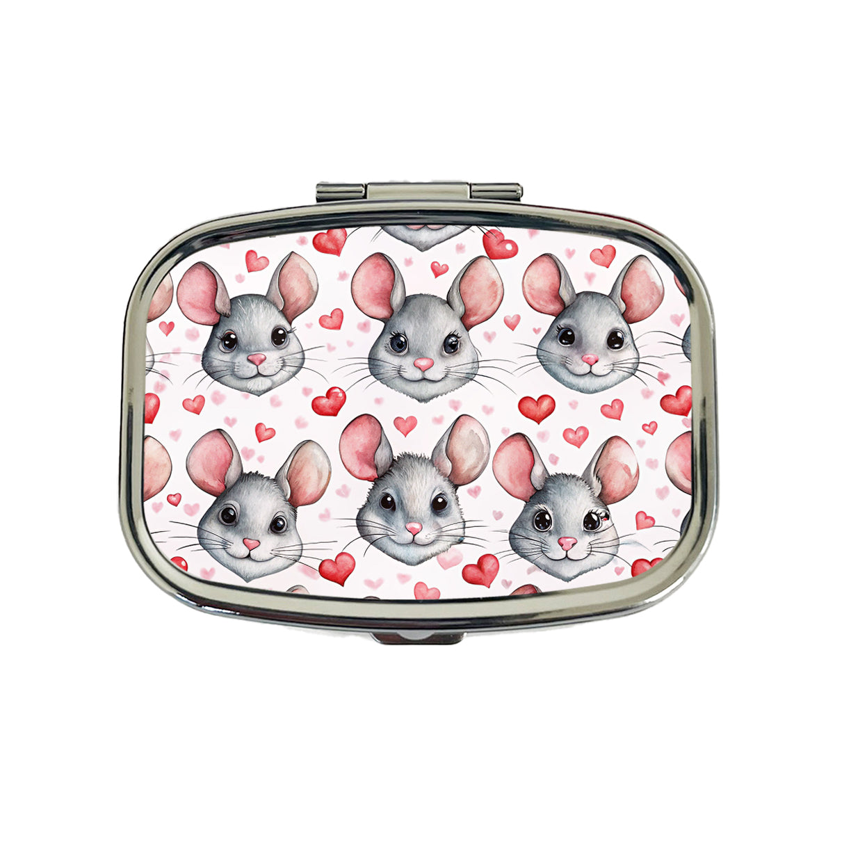 Cute Chinchilla Faces Hearts Travel Pill Box Case