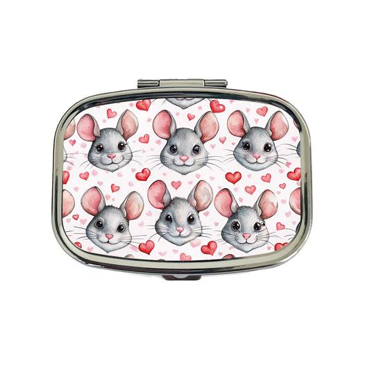 Cute Chinchilla Faces Hearts Travel Pill Box Case