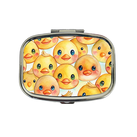 Cute Duck Faces Watercolor Travel Pill Box Case