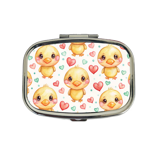 Cute Ducks Hearts Watercolor Travel Pill Box Case