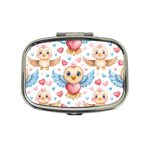 Cute Eagles Hearts Watercolor Travel Pill Box Case