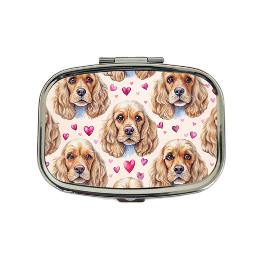 Cute English Cocker Spaniel Dog Faces Travel Pill Box Case