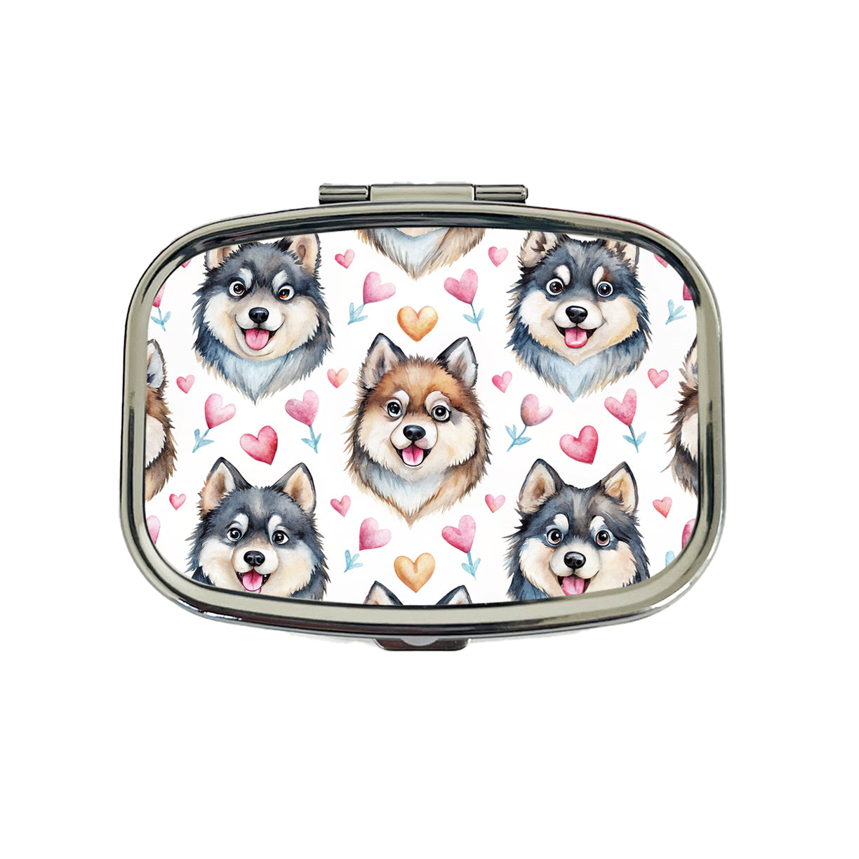 Cute Finnish Lapphund Dog Faces Travel Pill Box Case