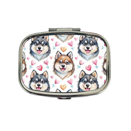 Cute Finnish Lapphund Dog Faces Travel Pill Box Case