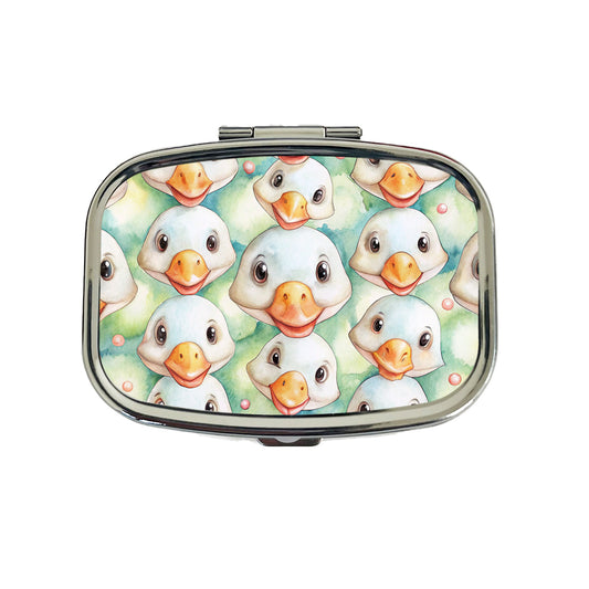 Cute Geese Faces Watercolor Travel Pill Box Case