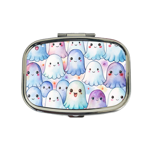 Cute Ghosts Watercolor Travel Pill Box Case