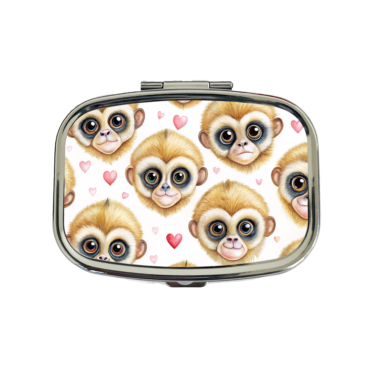 Cute Gibbons Faces Hearts Travel Pill Box Case