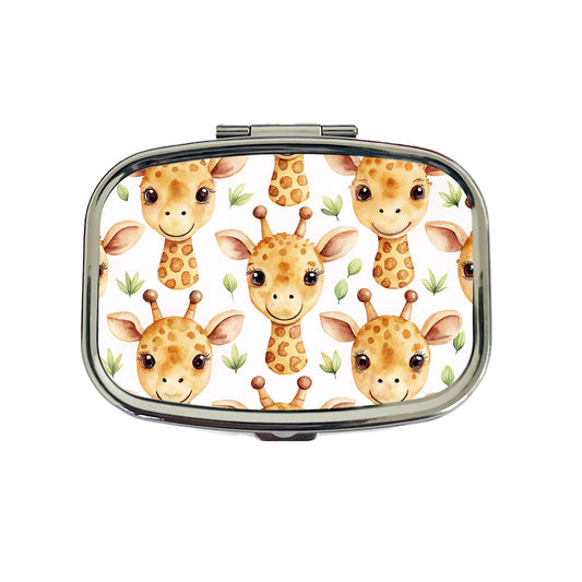 Cute Giraffe Faces Watercolor Travel Pill Box Case