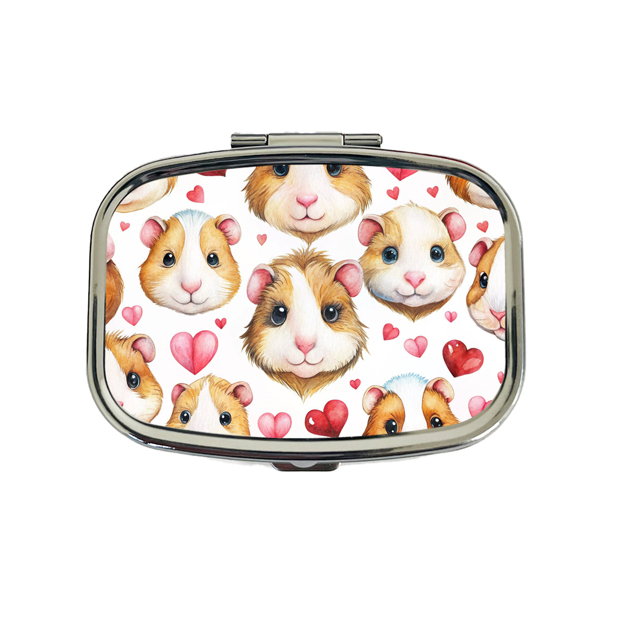 Cute Guinea Pig Faces Hearts Travel Pill Box Case