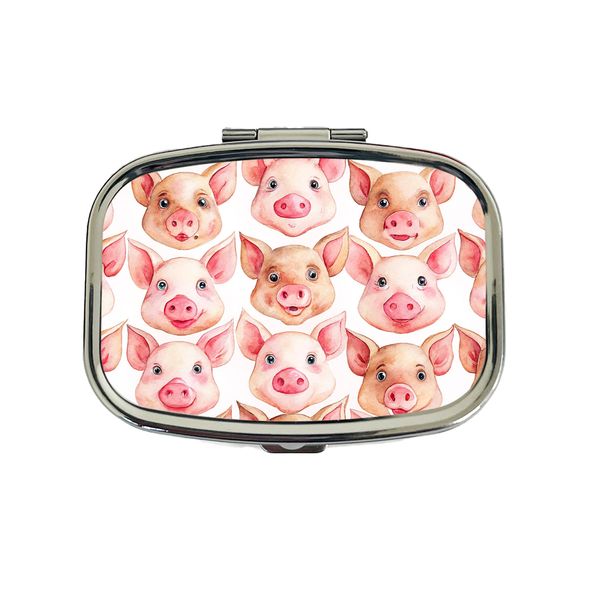 Cute Pig Faces Watercolor Travel Pill Box Case