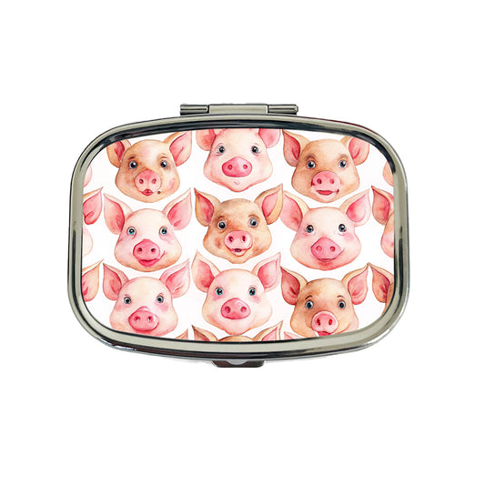 Cute Pig Faces Watercolor Travel Pill Box Case
