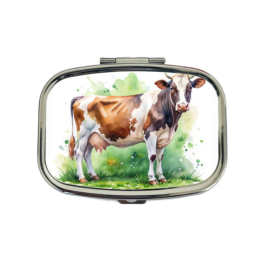 Dairy Cow Watercolor Travel Pill Box Case