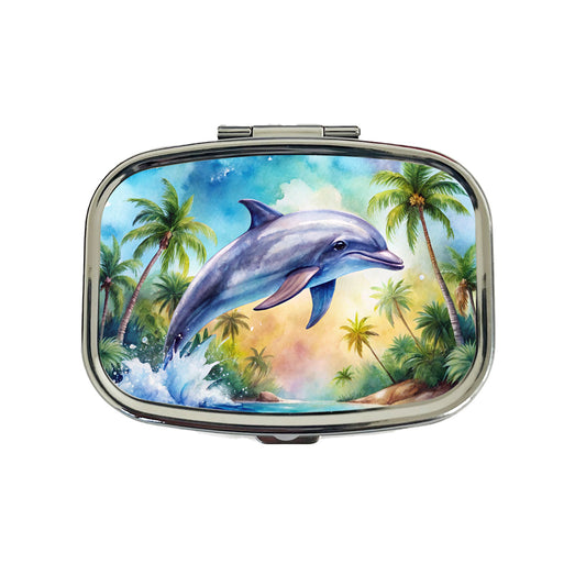 Dolphin Tropical Watercolor Design Travel Pill Box Case