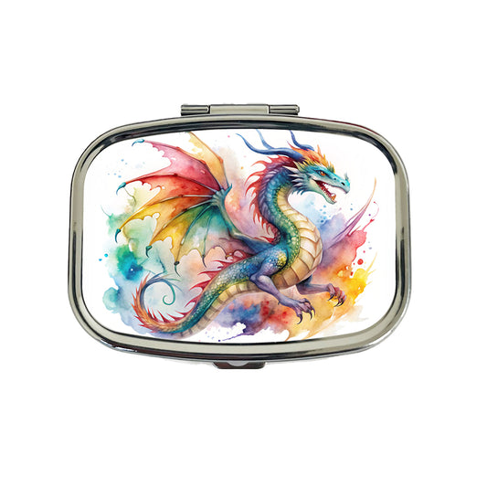 Dragon Watercolor Design Travel Pill Box Case